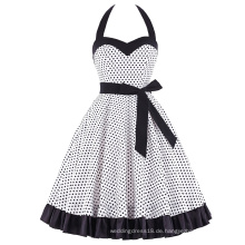 Belle Poque Halter Polka Dots Baumwolle Pin Up Retro Vintage Kleid 50s BP000121-1